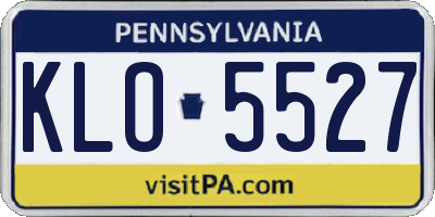 PA license plate KLO5527