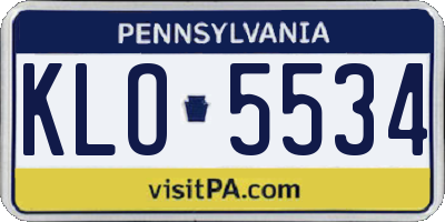 PA license plate KLO5534