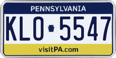 PA license plate KLO5547
