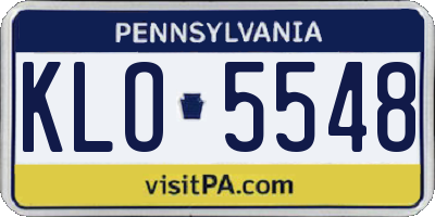 PA license plate KLO5548