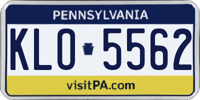 PA license plate KLO5562