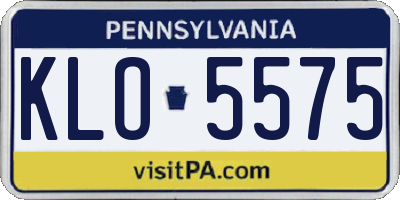 PA license plate KLO5575