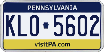 PA license plate KLO5602