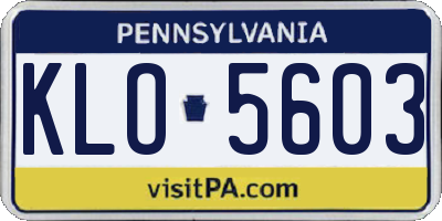 PA license plate KLO5603