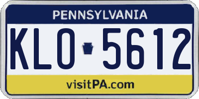 PA license plate KLO5612