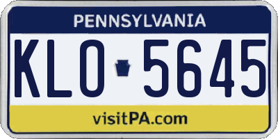 PA license plate KLO5645
