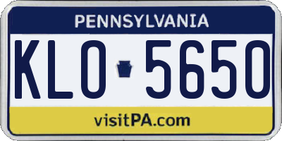 PA license plate KLO5650