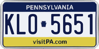 PA license plate KLO5651