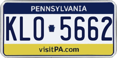 PA license plate KLO5662