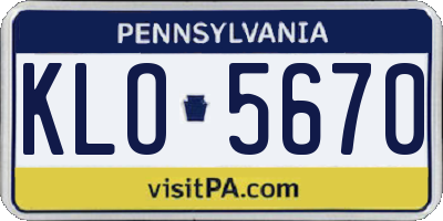 PA license plate KLO5670
