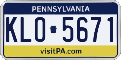 PA license plate KLO5671
