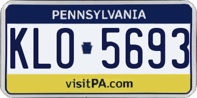 PA license plate KLO5693
