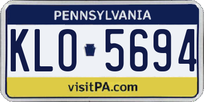 PA license plate KLO5694
