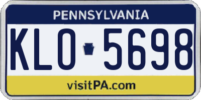 PA license plate KLO5698