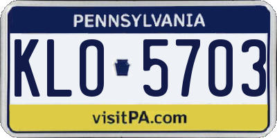 PA license plate KLO5703