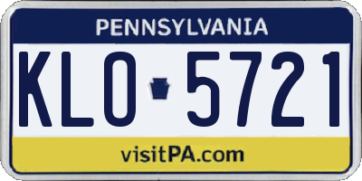 PA license plate KLO5721