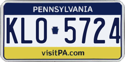 PA license plate KLO5724