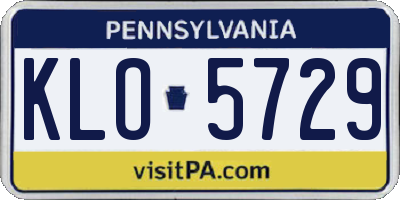 PA license plate KLO5729