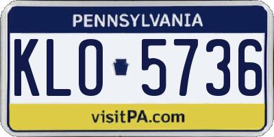 PA license plate KLO5736