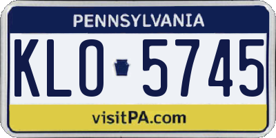 PA license plate KLO5745