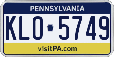 PA license plate KLO5749