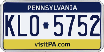 PA license plate KLO5752