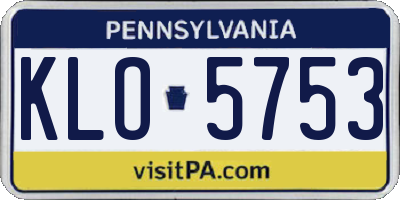 PA license plate KLO5753