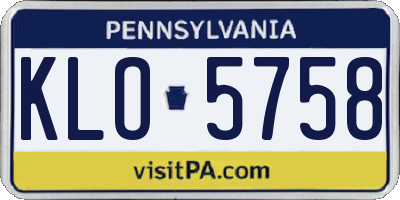 PA license plate KLO5758