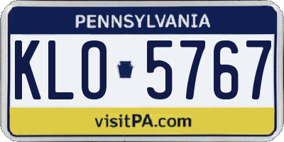 PA license plate KLO5767