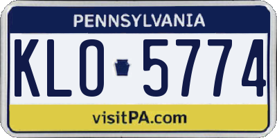 PA license plate KLO5774