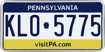 PA license plate KLO5775
