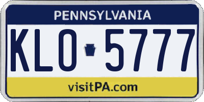 PA license plate KLO5777