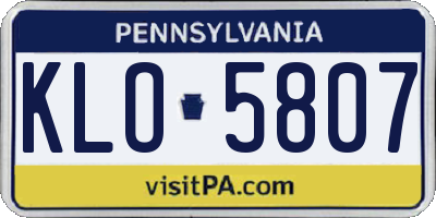 PA license plate KLO5807