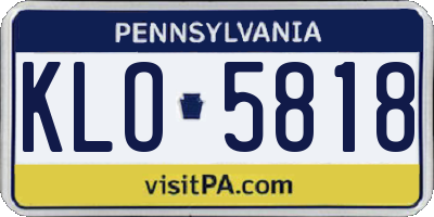 PA license plate KLO5818
