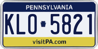 PA license plate KLO5821