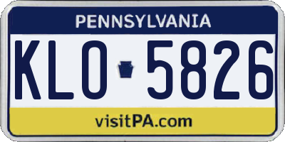 PA license plate KLO5826