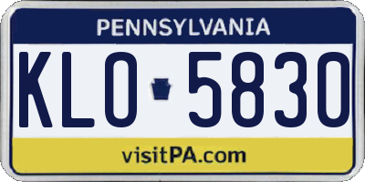PA license plate KLO5830