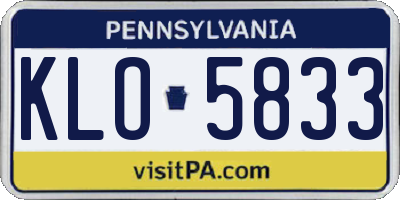 PA license plate KLO5833