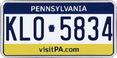 PA license plate KLO5834