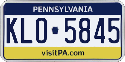 PA license plate KLO5845
