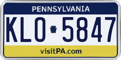 PA license plate KLO5847