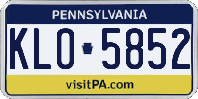 PA license plate KLO5852