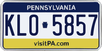PA license plate KLO5857