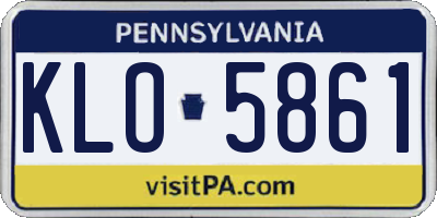 PA license plate KLO5861