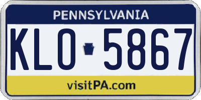 PA license plate KLO5867
