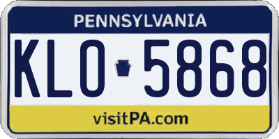 PA license plate KLO5868