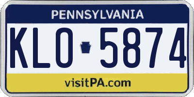PA license plate KLO5874