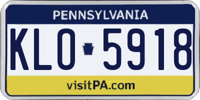 PA license plate KLO5918
