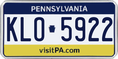 PA license plate KLO5922