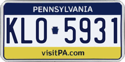 PA license plate KLO5931